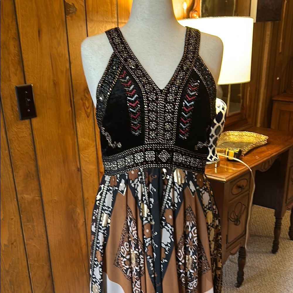 Anthropologie RAGA beaded maxi dress